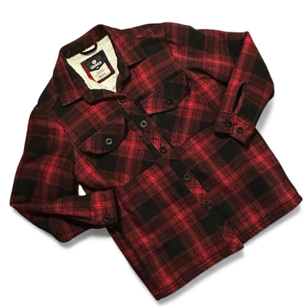 Dravus Sherpa lined flannel  Red and Black Plaid Jacket XS